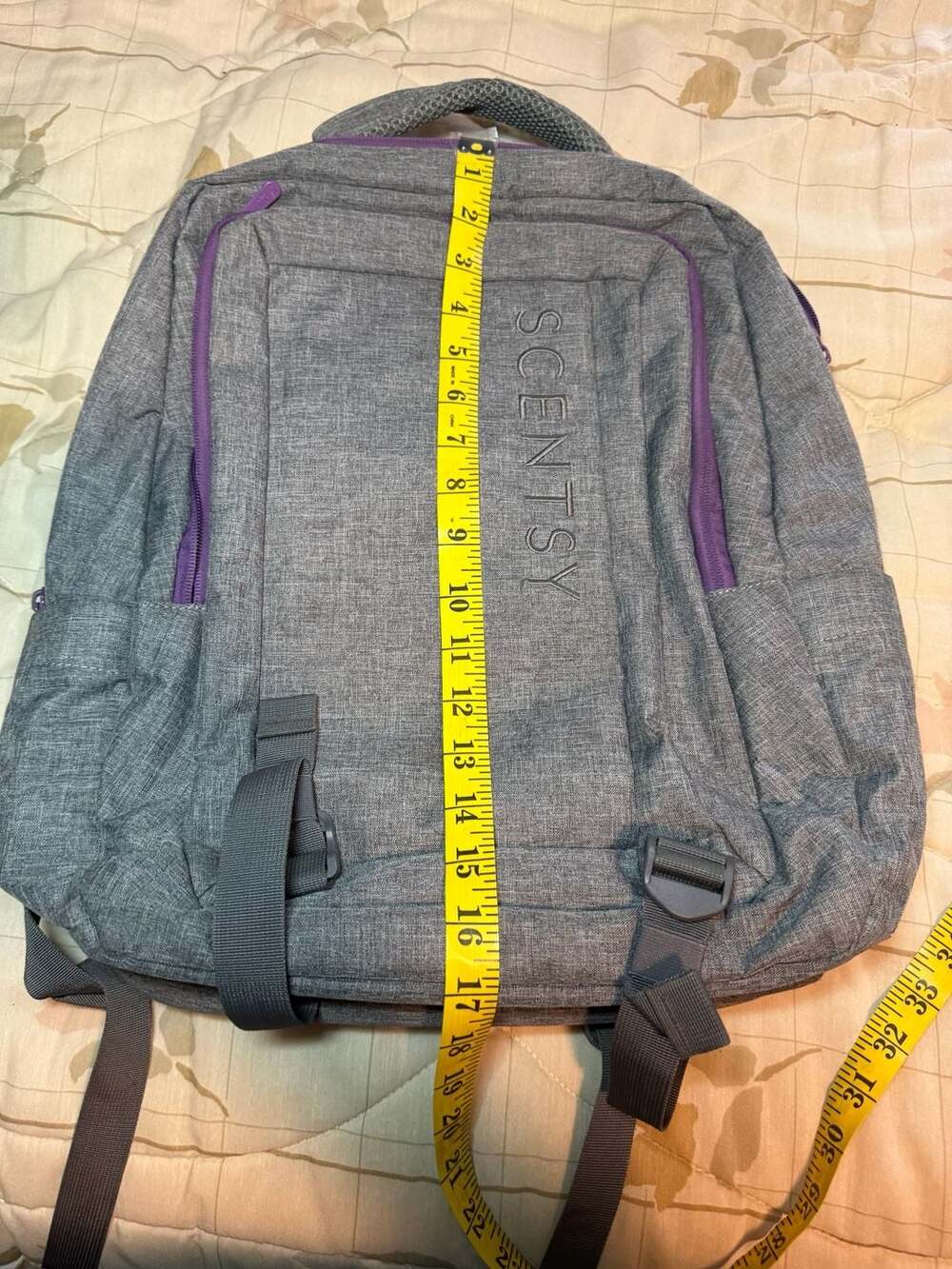 Scentsy Branded Gray and Purple Laptop Travel Backpack - Picture 11 of 13